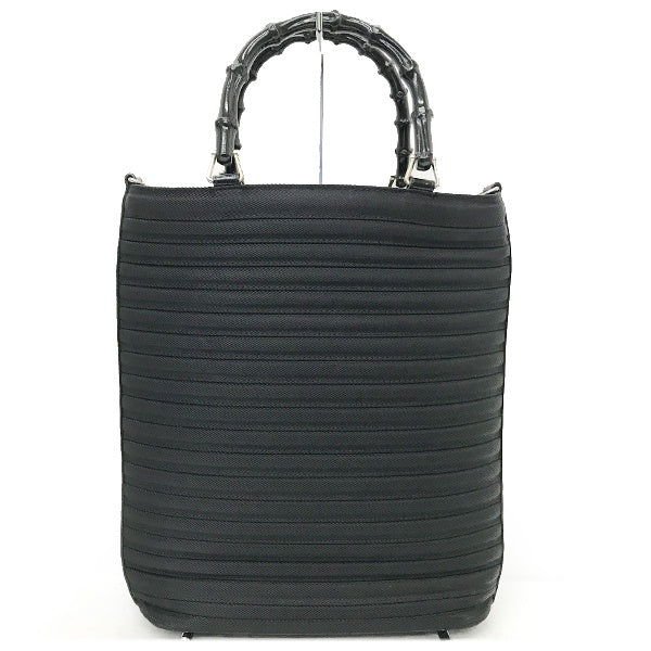 Gucci 002 1998 0353 Bamboo Tote Bag Handbag Nylon and Leather Black Old Gucci