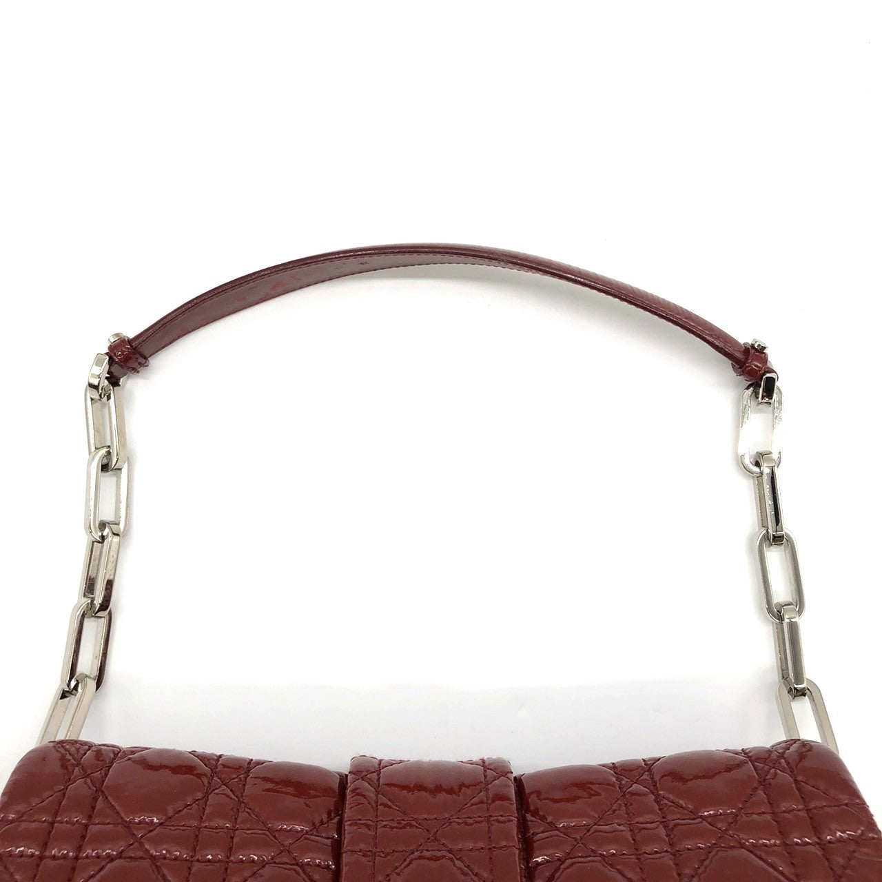Dior Cannage Chain Shoulder Bag Handbag in Red Enamel/Leather