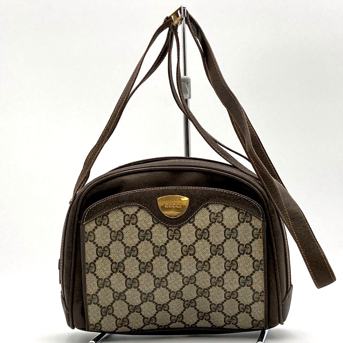 Gucci 001 261 Old Gucci GG Supreme Shoulder Bag in Brown PVC