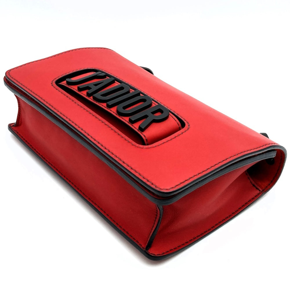 Dior J'Adore chain shoulder bag in red/black leather. Maria Grazia Chiuri