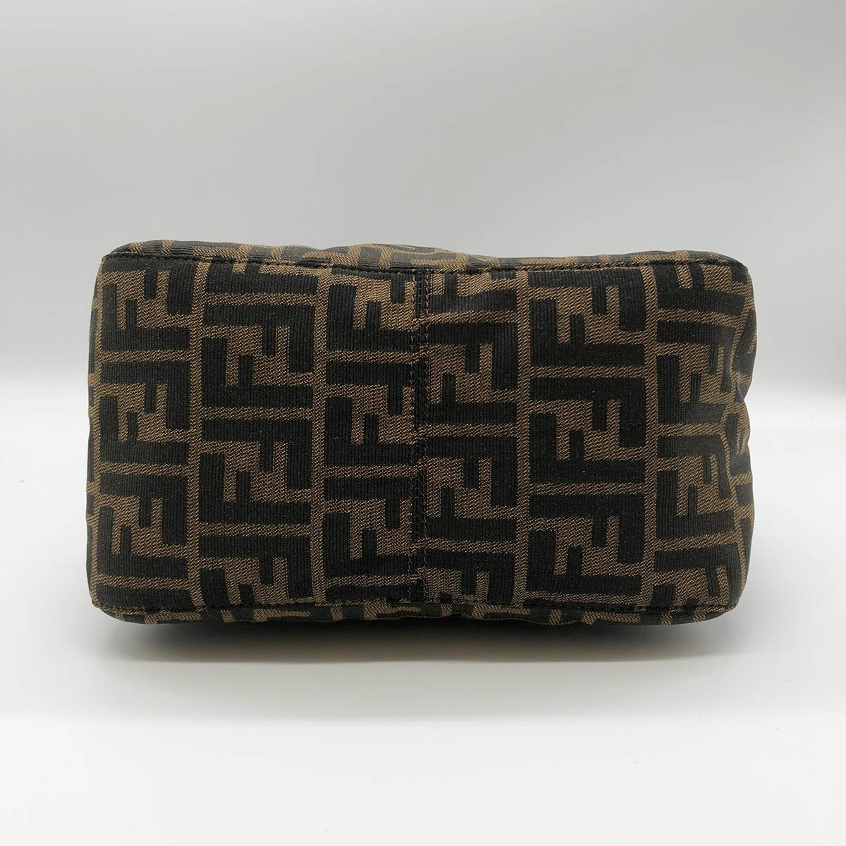 Fendi Mamma Bucket Shoulder Bag in Brown Nylon Canvas with Silver Hardware
