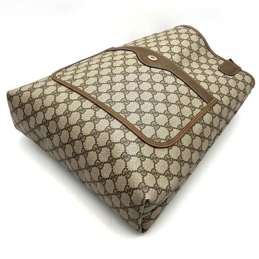 Old Gucci 39 02 003 Large Tote/Shoulder Bag, Sherry Line, GG, PVC/Leather, Brown