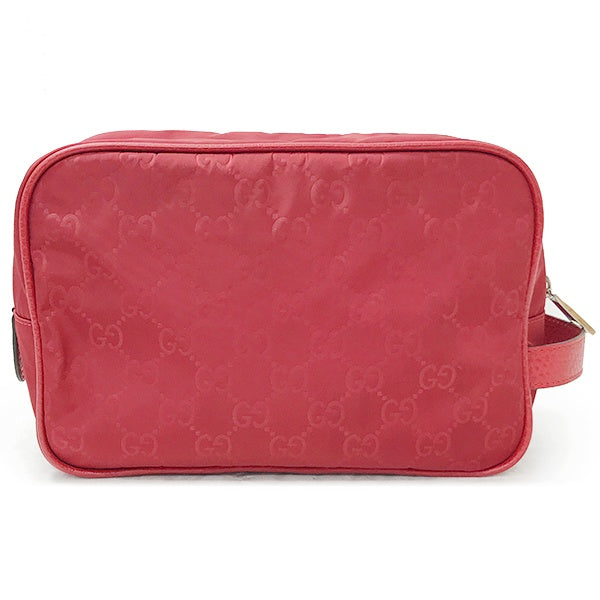 Pre-owned Gucci 510338 GG Line Second Bag Pouch in Red Nylon/Leather