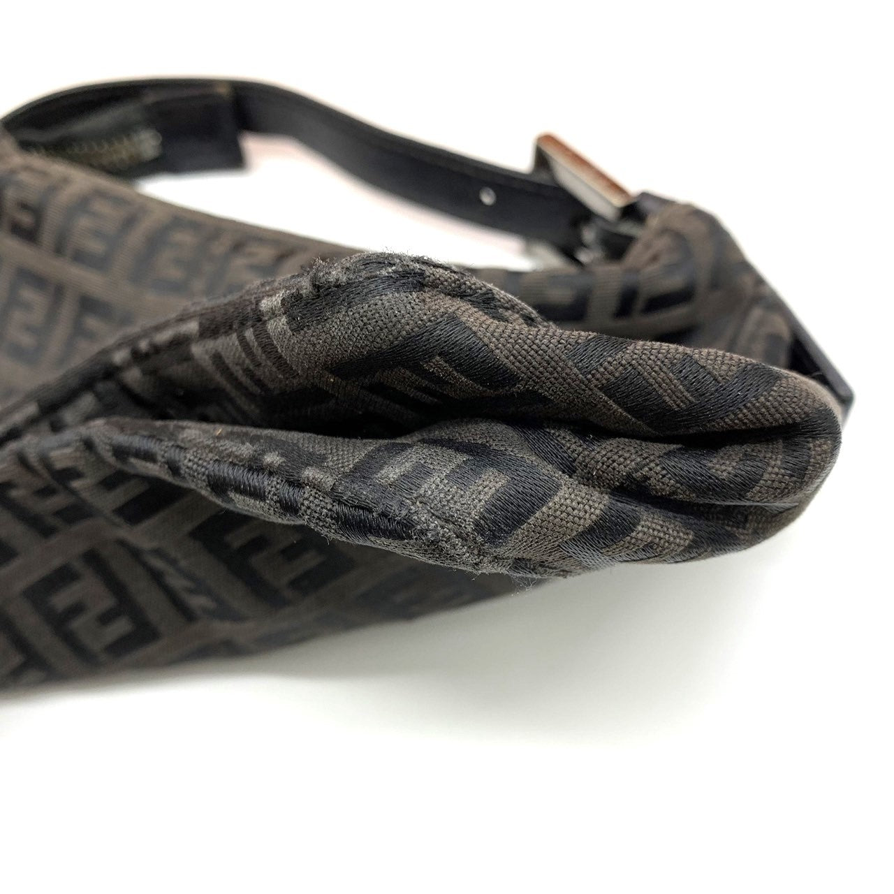 Fendi Zucchino Mini Bag Handbag Canvas Leather Brown Black
