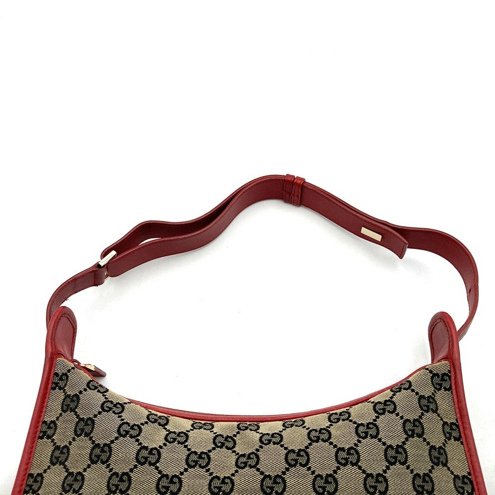 Gucci 001 4205 Shoulder Bag Brown/Red Brown/GG Canvas/Leather Brand Item Used