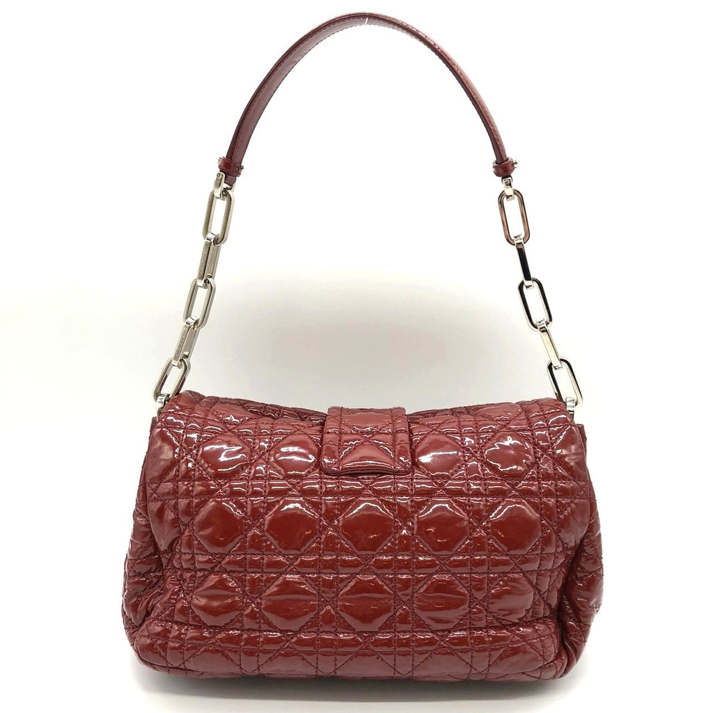Dior Cannage Chain Shoulder Bag Handbag in Red Enamel/Leather