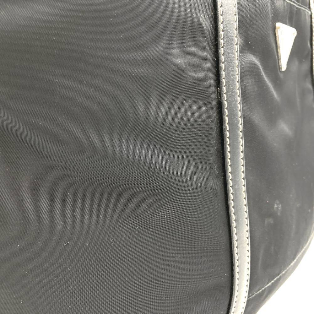 Prada handbag tote bag with triangle logo in nylon/leather, black