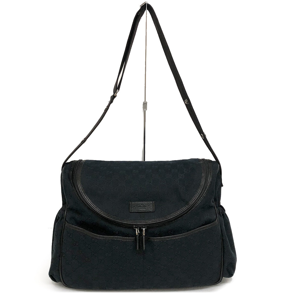 Gucci Mother's Bag, Shoulder Bag, Mom Bag, Black GG Canvas, Stylish, Convenient Pocket, Brand Name 123326