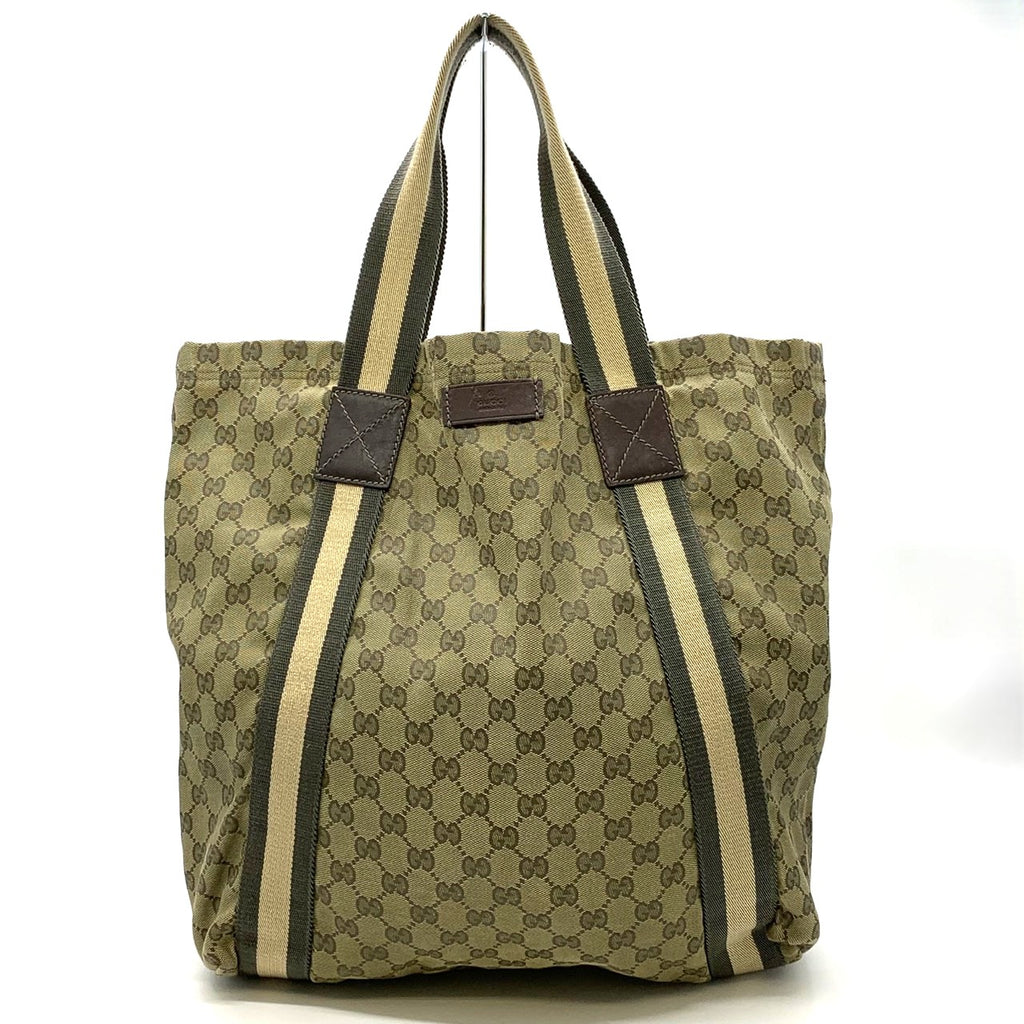 GUCCI 189669 Tote Bag, Large Capacity, GG Canvas, Brown, Women's & Men's Fashion PRE-OWNED