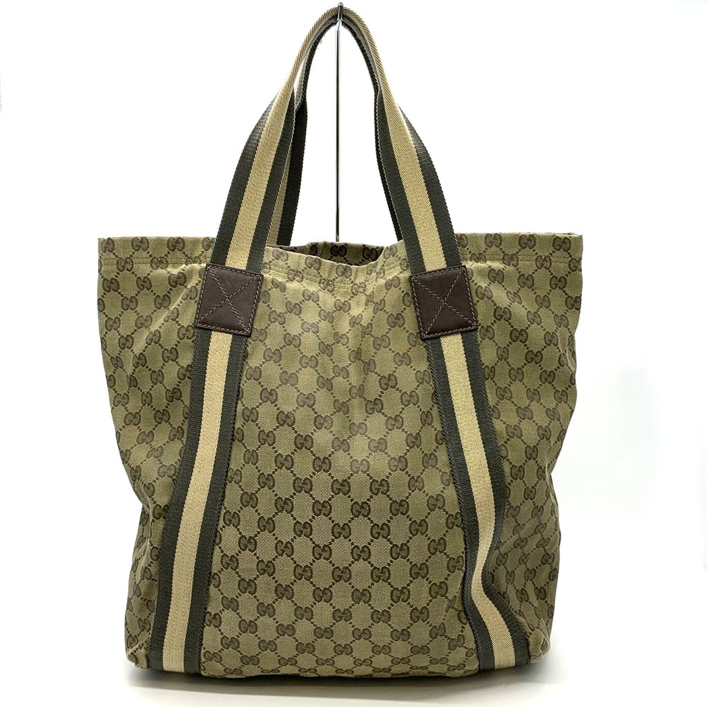 GUCCI 189669 Tote Bag, Large Capacity, GG Canvas, Brown, Women's & Men's Fashion PRE-OWNED