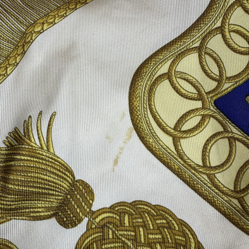 HERMES Carre 90 Poste et Cavalerie Scarf, Gold, Silk, Women's PRE-OWNED
