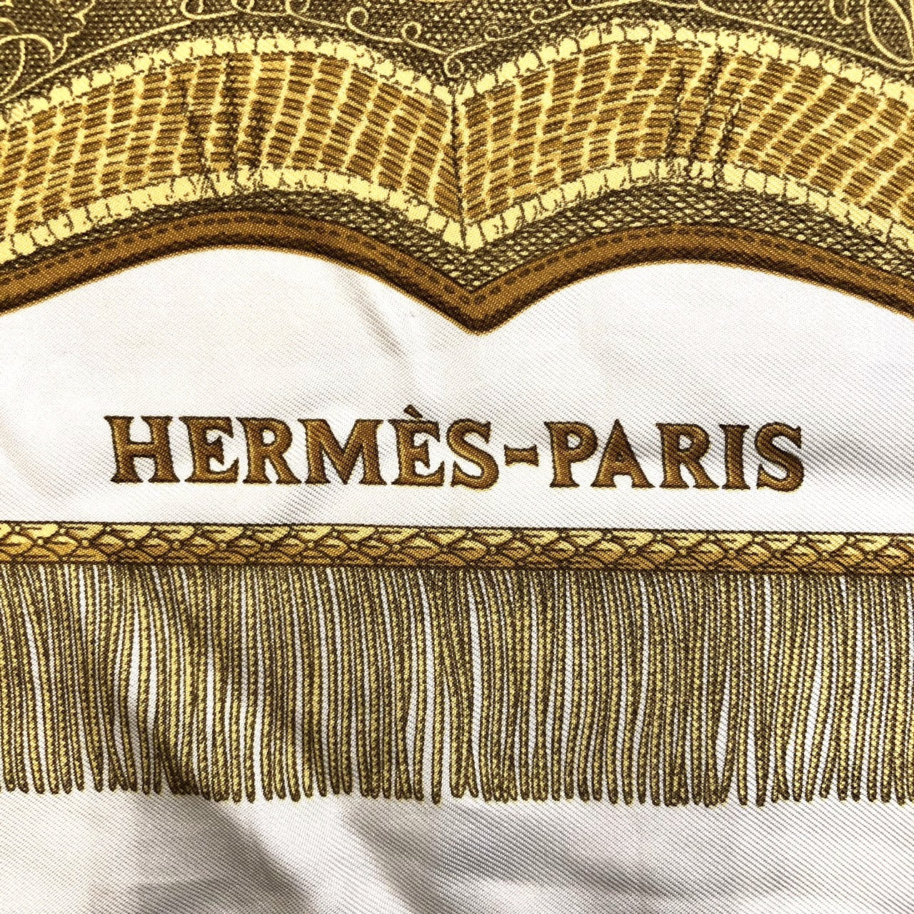 HERMES Carre 90 Poste et Cavalerie Scarf, Gold, Silk, Women's