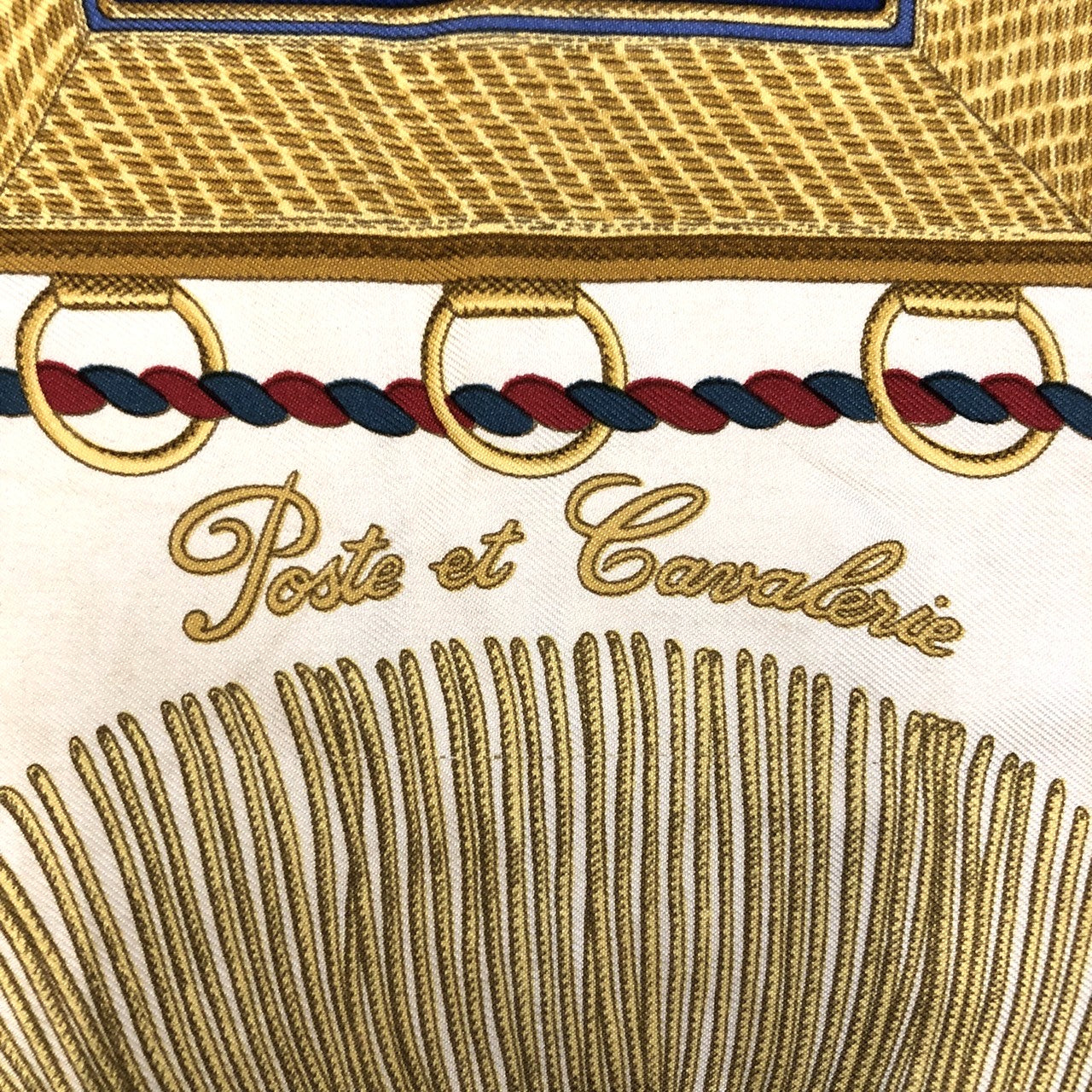 HERMES Carre 90 Poste et Cavalerie Scarf, Gold, Silk, Women's