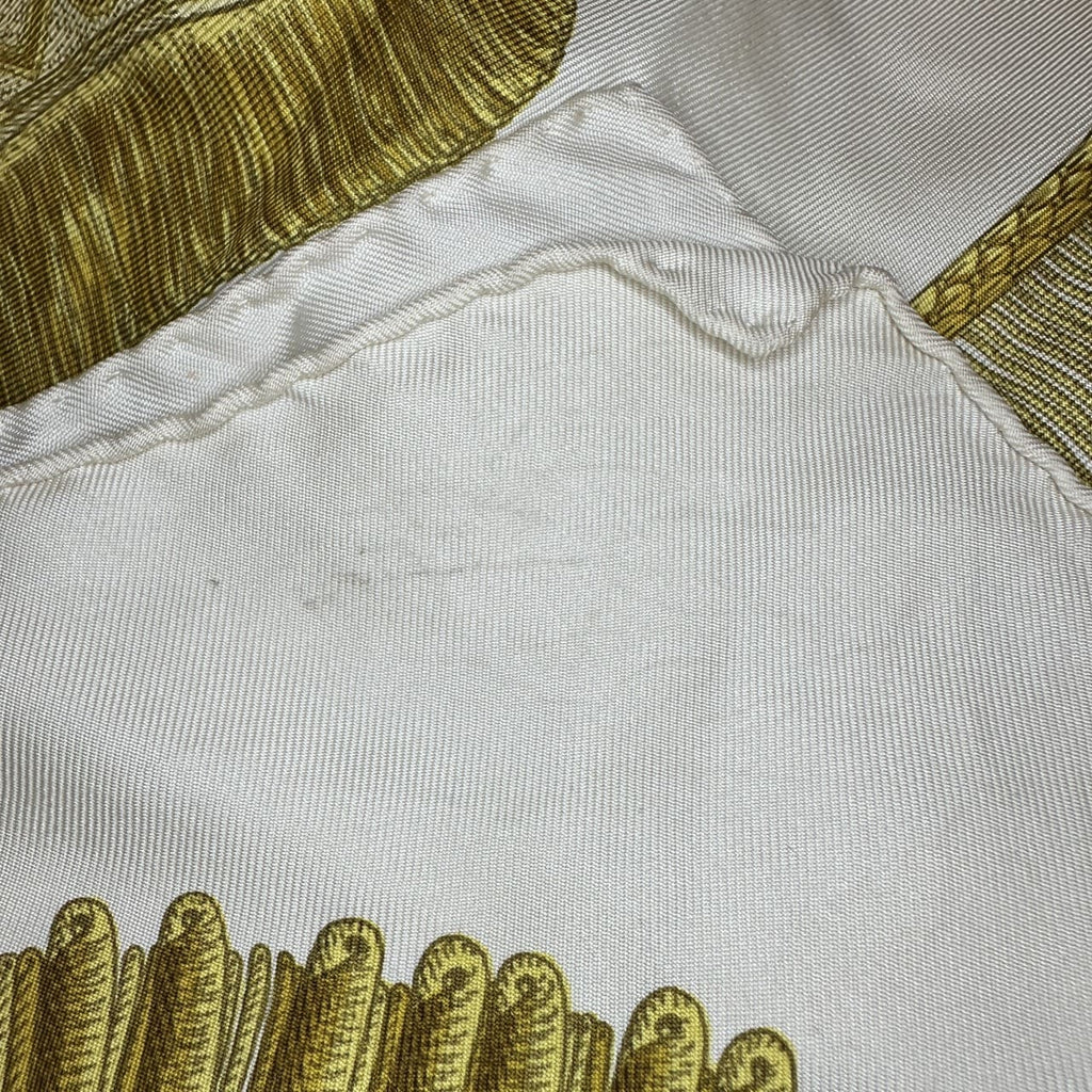 HERMES Carre 90 Poste et Cavalerie Scarf, Gold, Silk, Women's PRE-OWNED