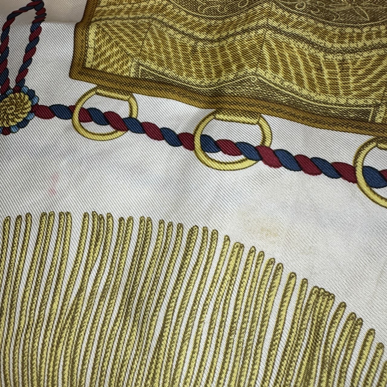 HERMES Carre 90 Poste et Cavalerie Scarf, Gold, Silk, Women's