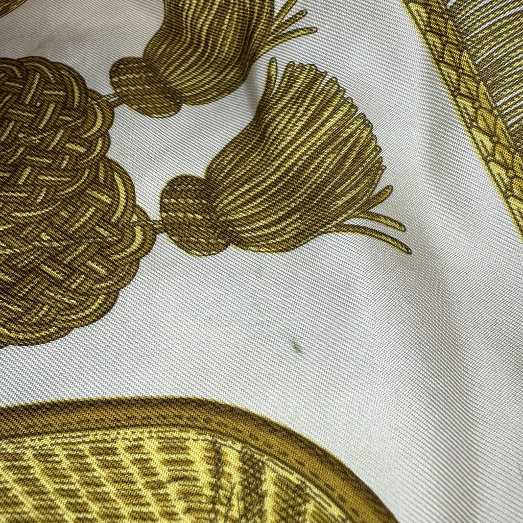 HERMES Carre 90 Poste et Cavalerie Scarf, Gold, Silk, Women's PRE-OWNED