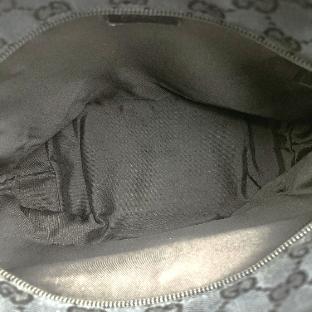 GUCCI 019 0402 Tote Bag Handbag GG Canvas Leather Black Women's Men's