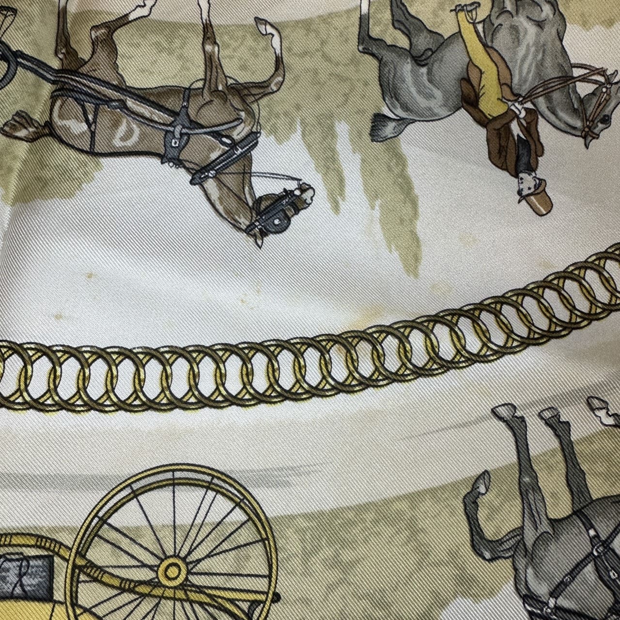 HERMES Carre 90 LA PROMENADE DE LONGCHAMPS (A Walk to Longchamp) Silk Scarf, Navy, Women's