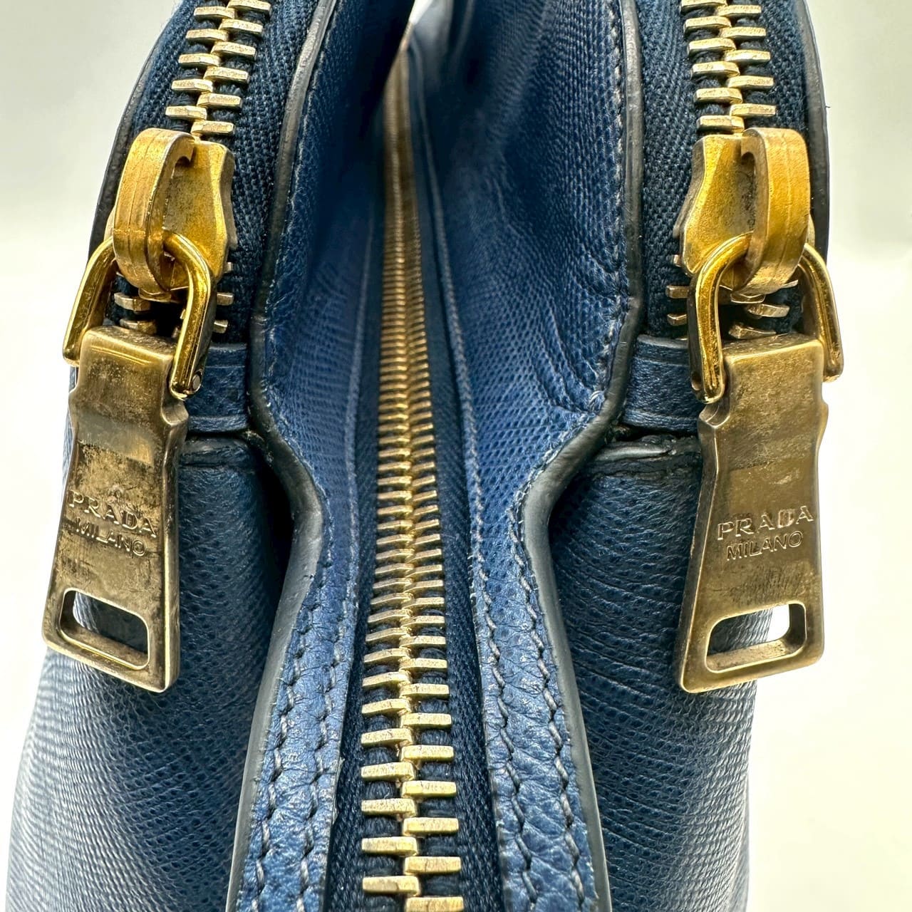 PRADA Prada handbag tote bag Saffiano leather blue vintage women's men's fashion brand USED