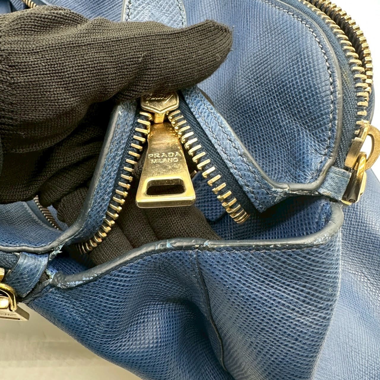 PRADA Prada handbag tote bag Saffiano leather blue vintage women's men's fashion brand USED