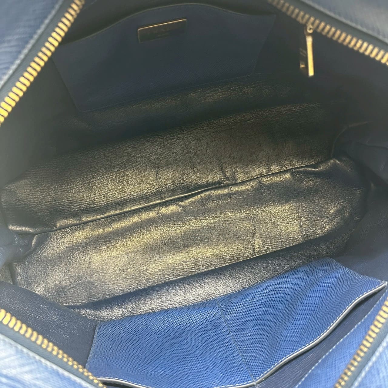 PRADA Prada handbag tote bag Saffiano leather blue vintage women's men's fashion brand USED