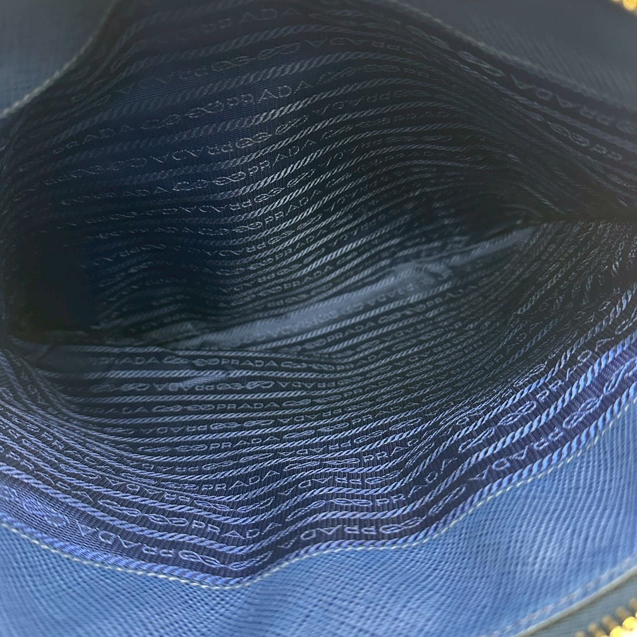 PRADA Prada handbag tote bag Saffiano leather blue vintage women's men's fashion brand USED