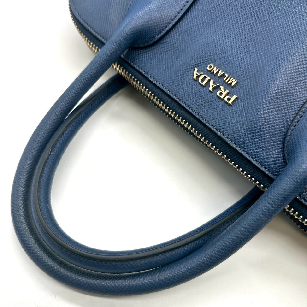 PRADA Prada handbag tote bag Saffiano leather blue vintage women's men's fashion brand USED