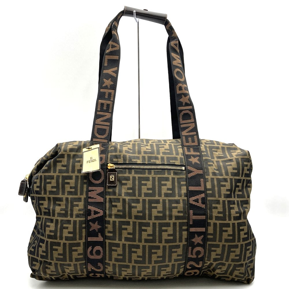 FENDI Zucca Boston bag in brown nylon for men and women