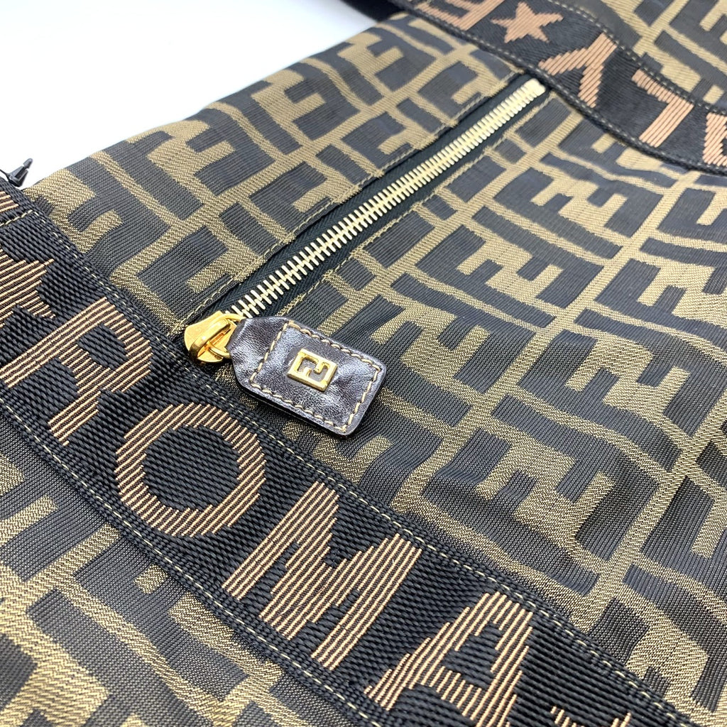 FENDI Zucca Boston bag in brown nylon for men and women