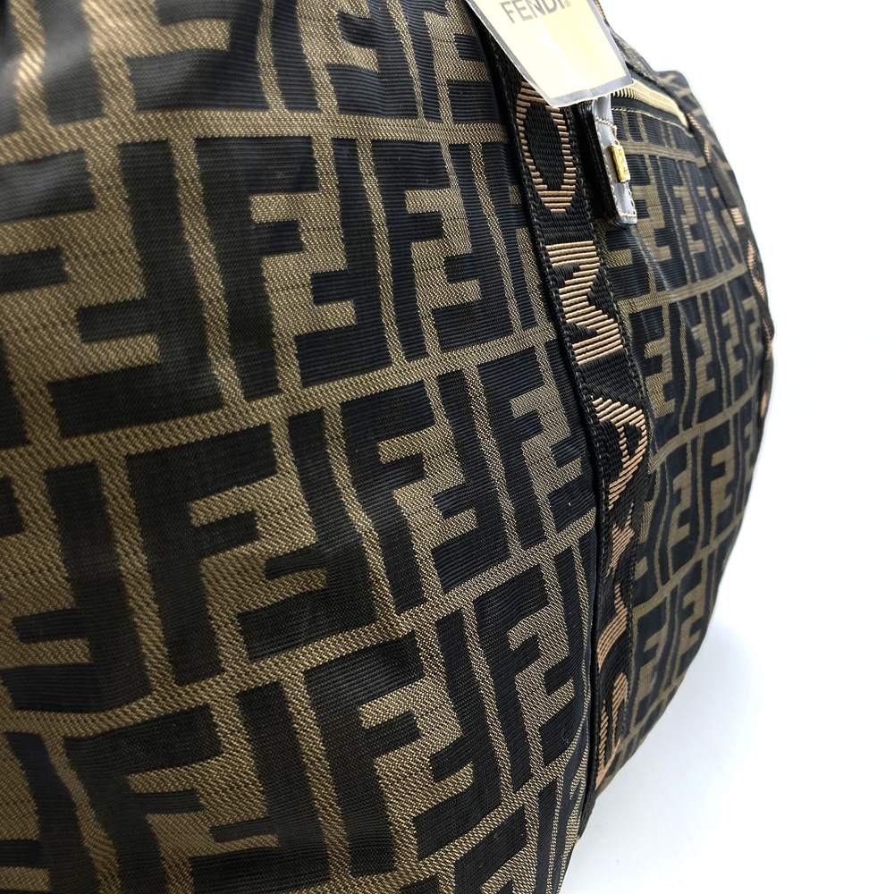 FENDI Zucca Boston bag in brown nylon for men and women