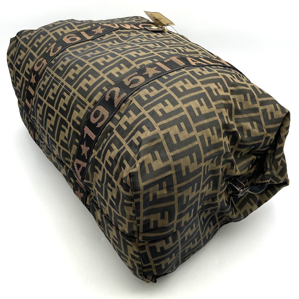 FENDI Zucca Boston bag in brown nylon for men and women