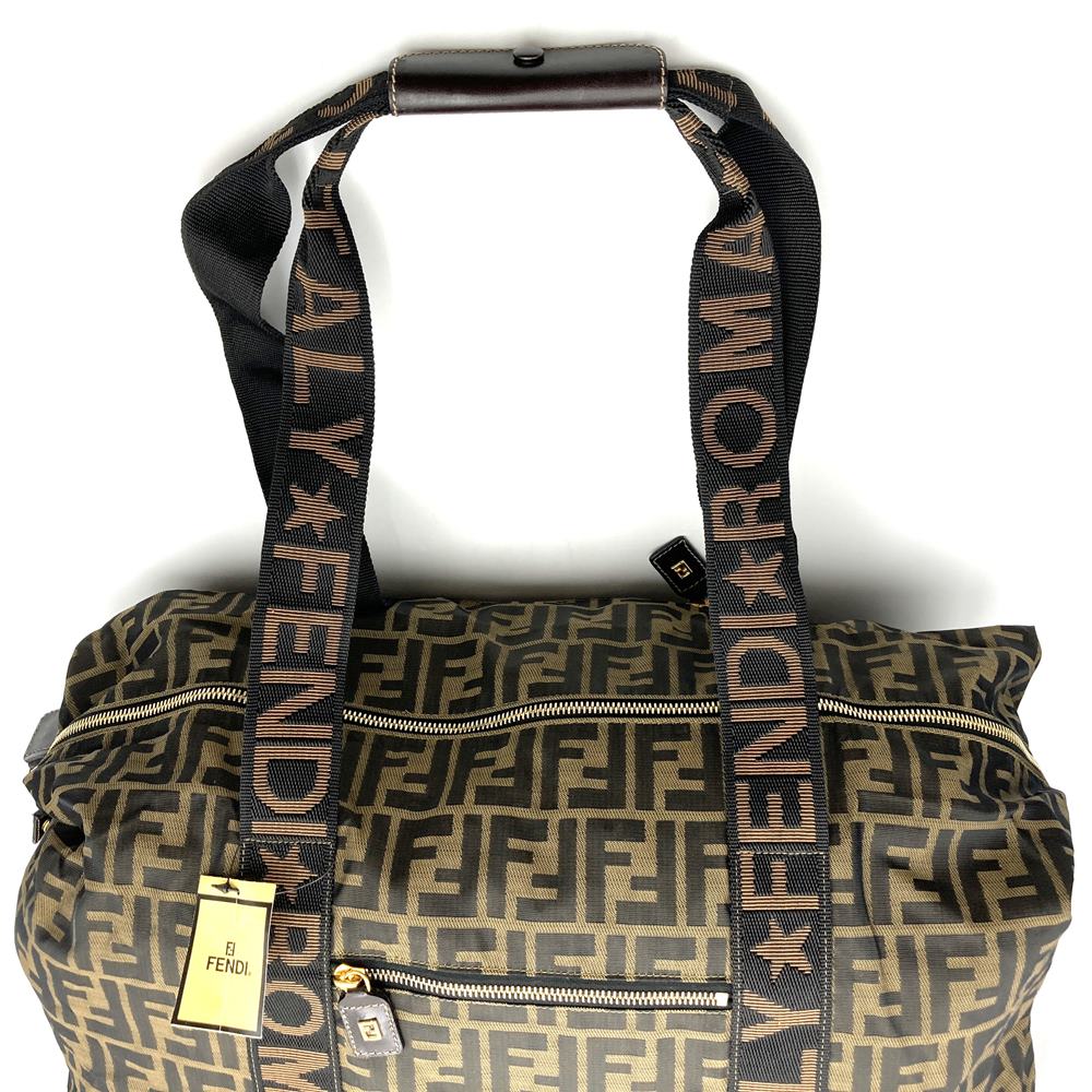 FENDI Zucca Boston bag in brown nylon for men and women