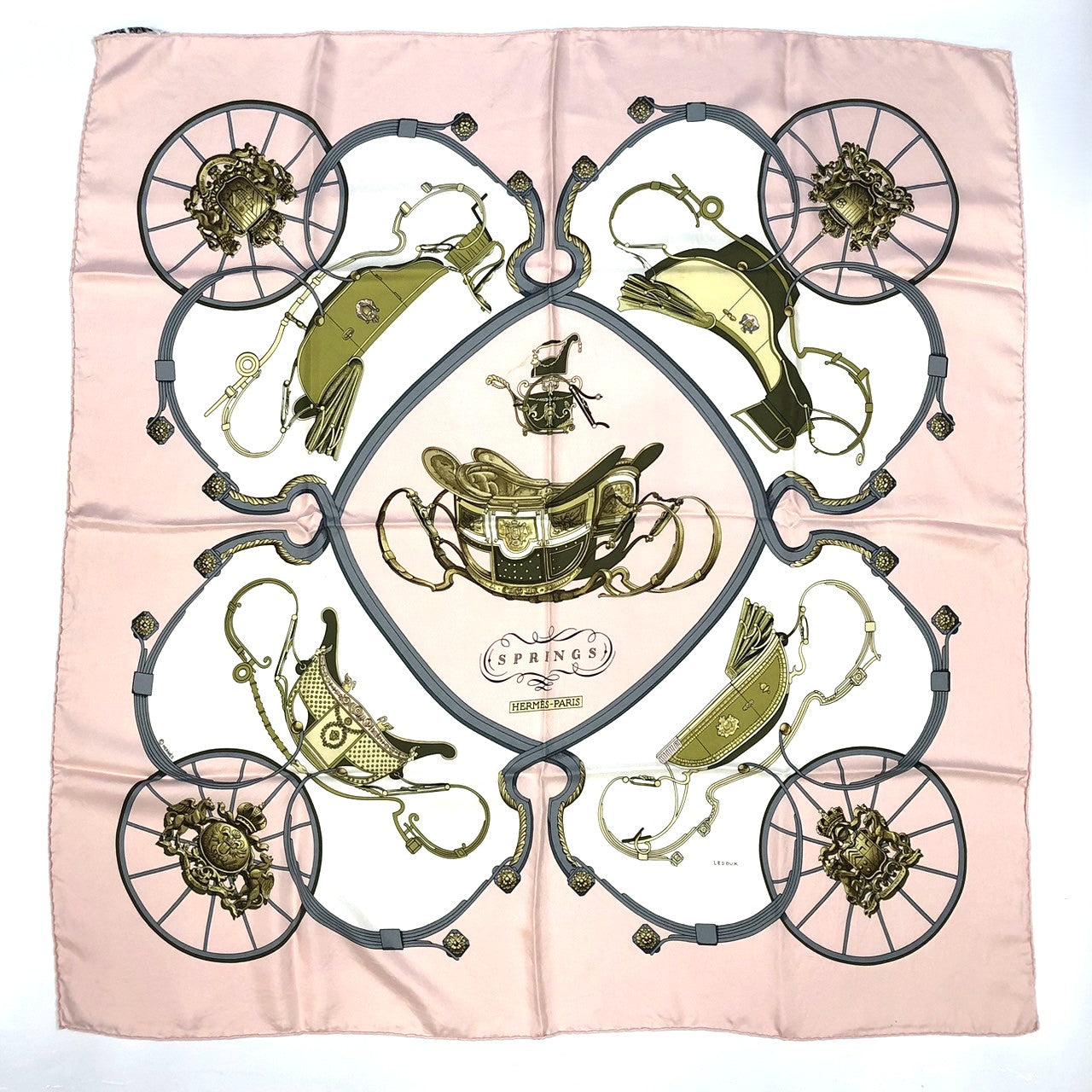 HERMES Carre 90 SPRINGS Scarf, Silk, Pink, Women's