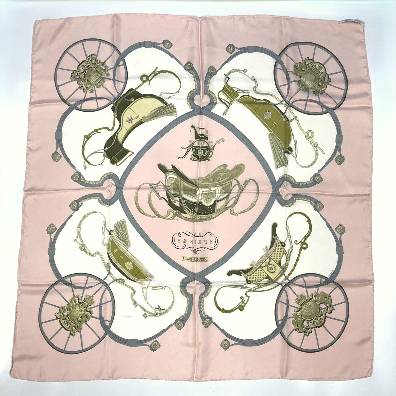 HERMES Carre 90 SPRINGS Scarf, Silk, Pink, Women's