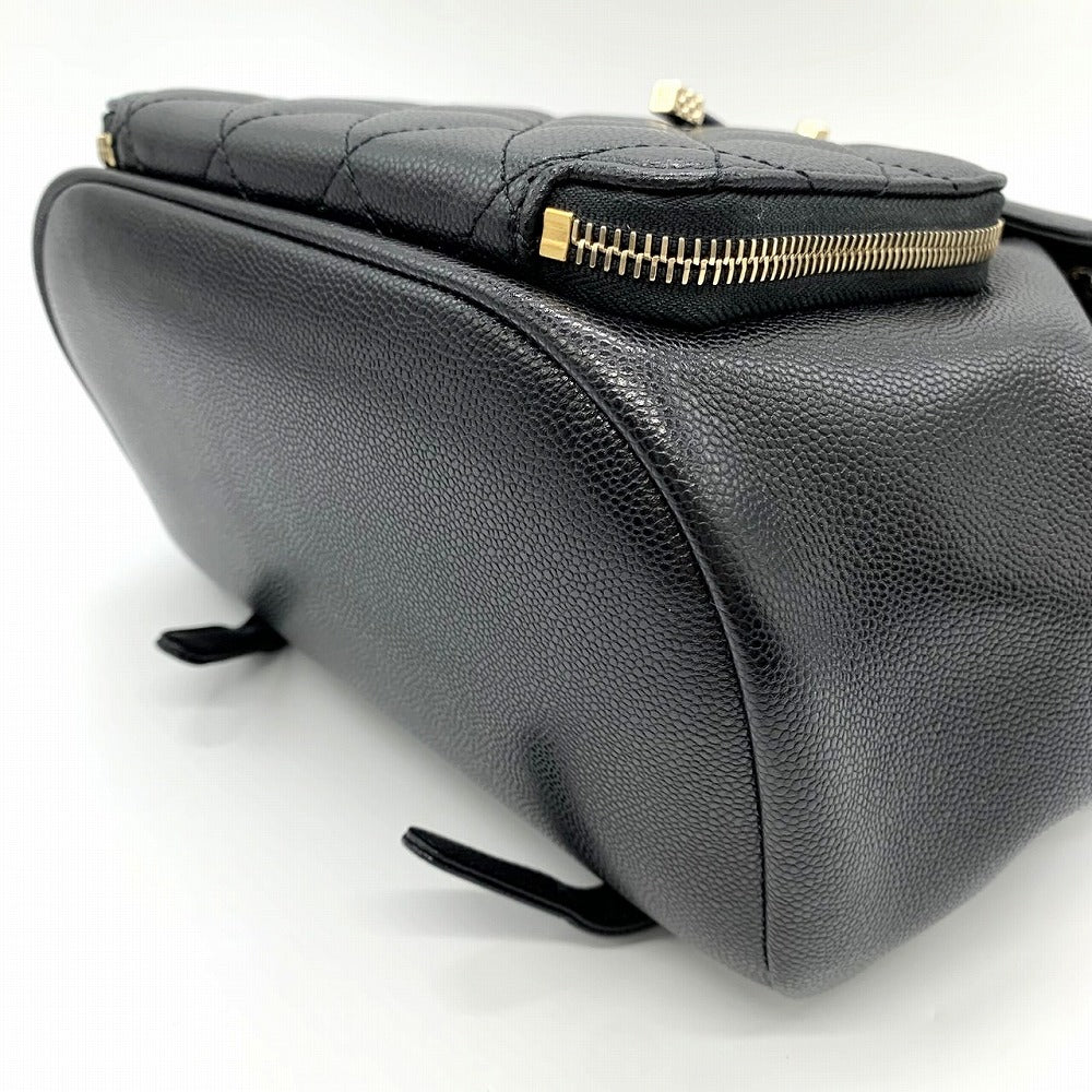 Excellent condition CHANEL Matelassé backpack/daypack with chain, Coco Mark, black, silver hardware, caviar leather, women's, luxury brand, collection item. PRE-OWNED
