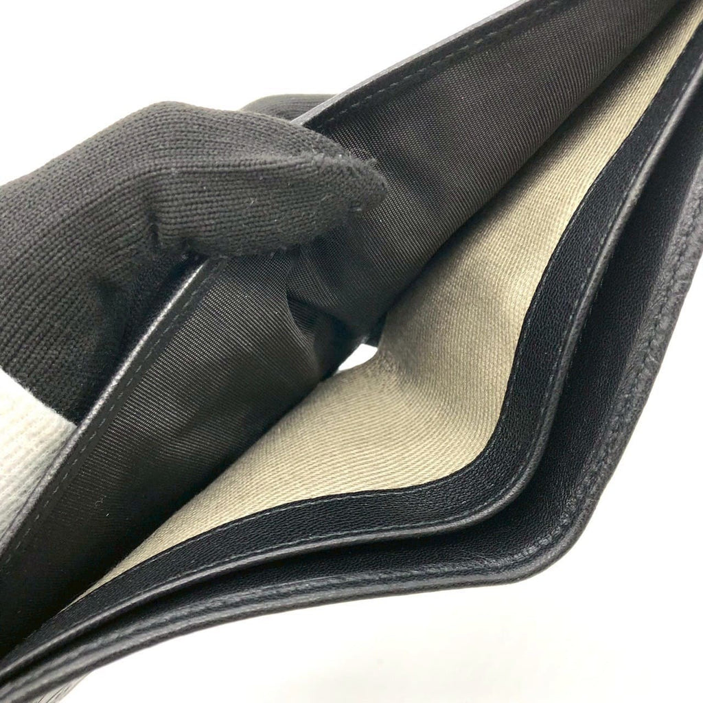 Salvatore Ferragamo Gancini Bi-fold Leather Wallet, Black, for Women and Men PRE-OWNED
