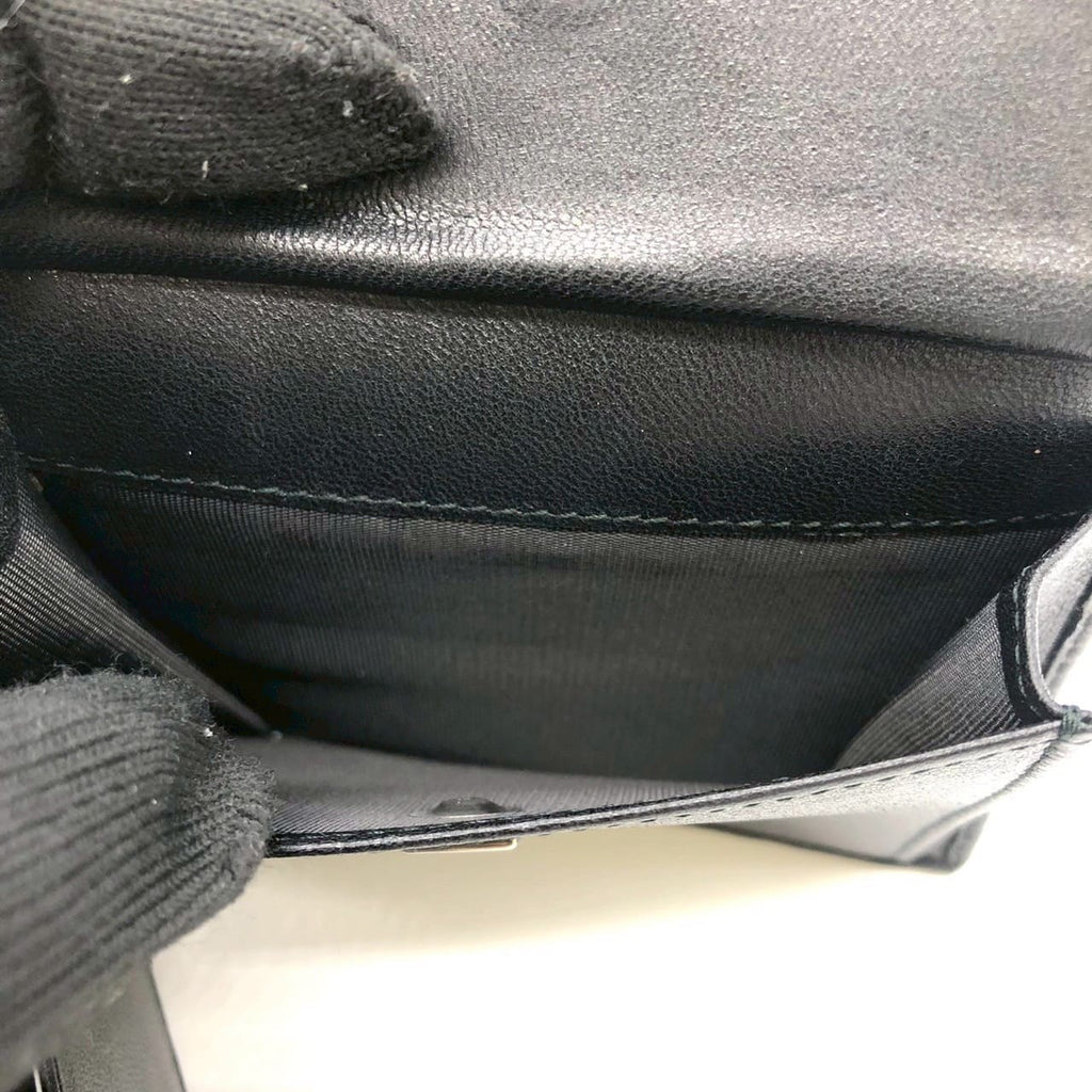 Salvatore Ferragamo Gancini Bi-fold Leather Wallet, Black, for Women and Men PRE-OWNED