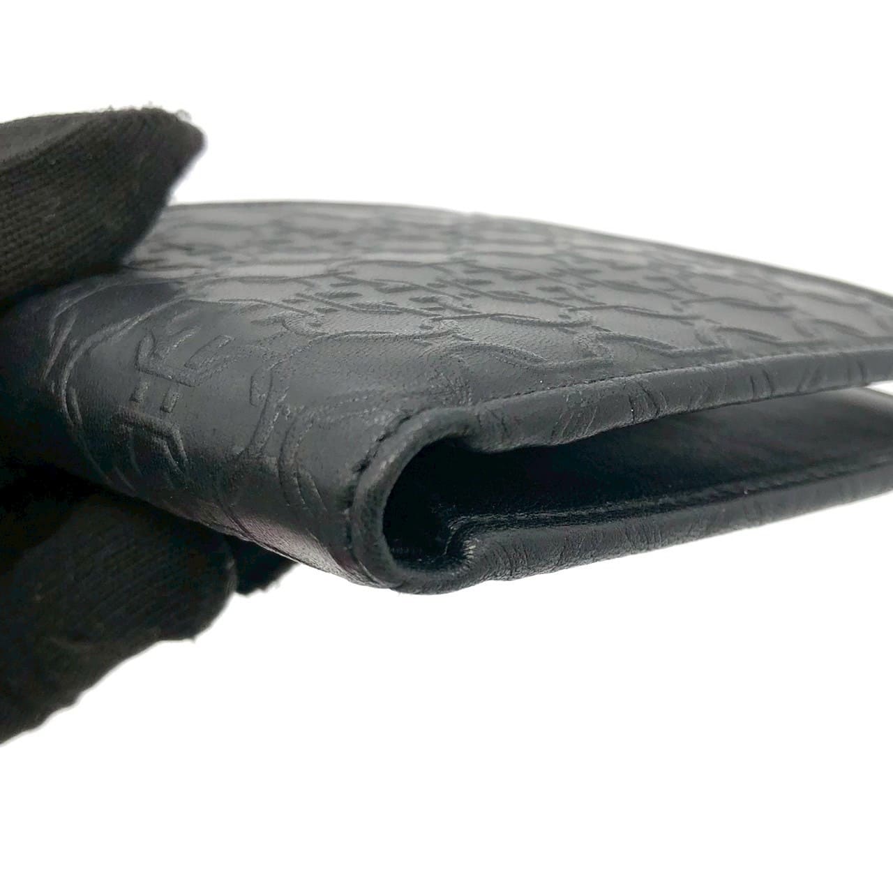 Salvatore Ferragamo Gancini Bi-fold Leather Wallet, Black, for Women and Men PRE-OWNED