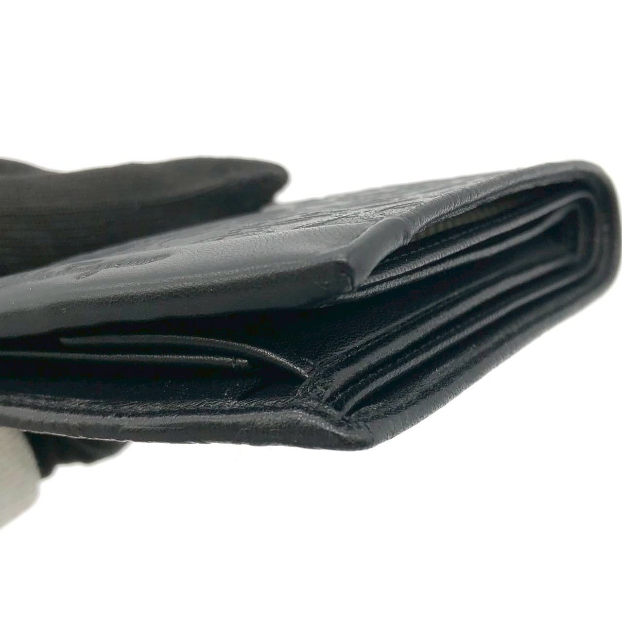 Salvatore Ferragamo Gancini Bi-fold Leather Wallet, Black, for Women and Men PRE-OWNED