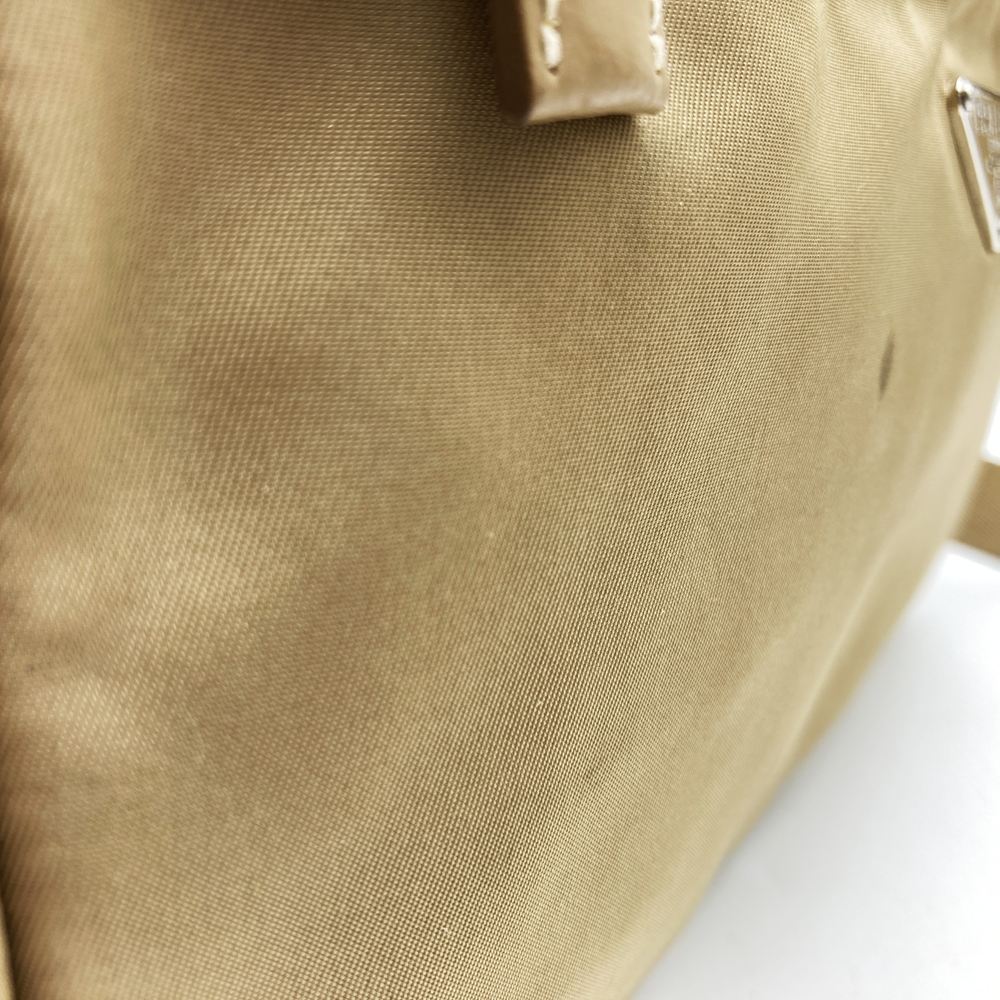 PRADA Prada Shoulder Bag Nylon Leather Beige Triangle Logo Women's Men's Fashion USED