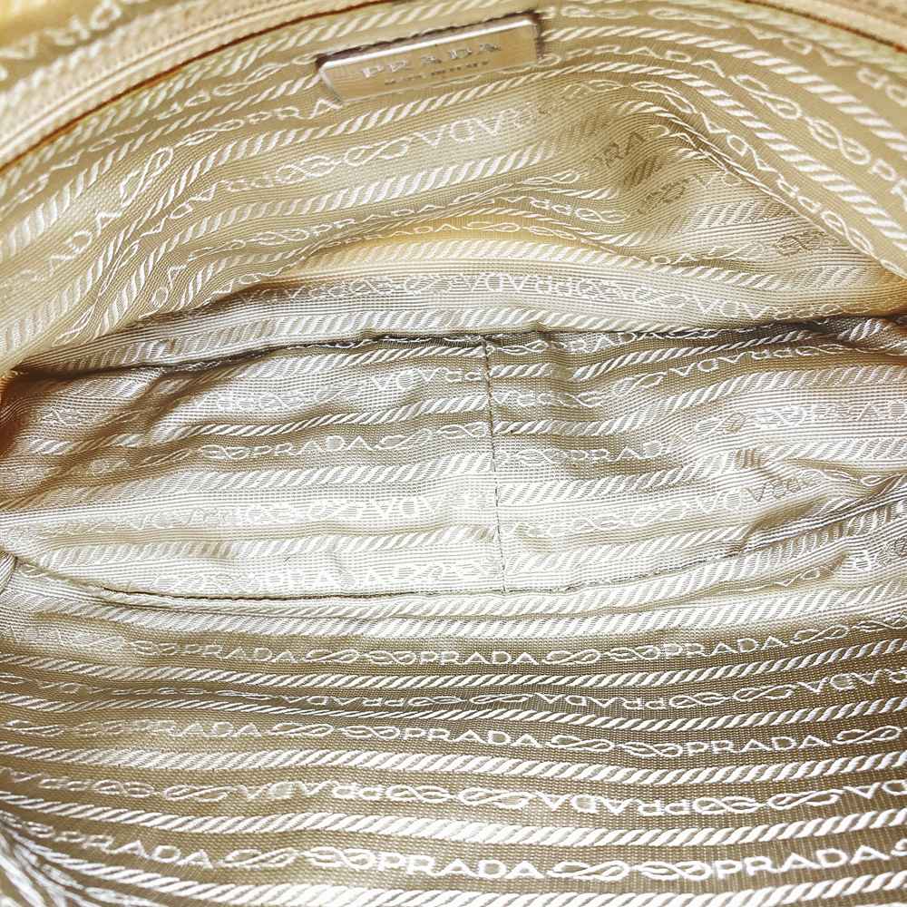 PRADA Prada Shoulder Bag Nylon Leather Beige Triangle Logo Women's Men's Fashion USED