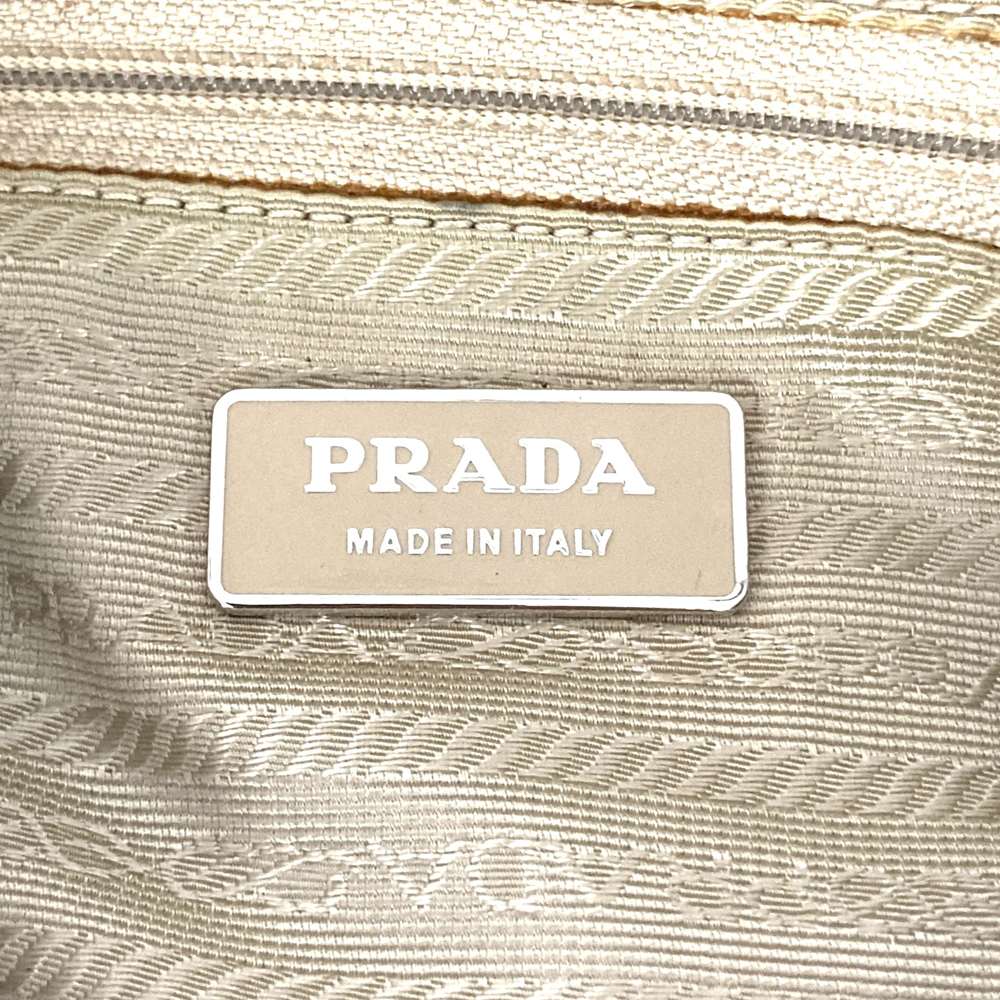 PRADA Prada Shoulder Bag Nylon Leather Beige Triangle Logo Women's Men's Fashion USED