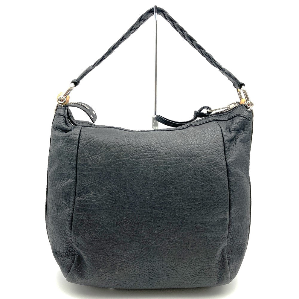 GUCCI 257090 Handbag Shoulder Bag with Bamboo Braided Handle and Leather in Black for Women