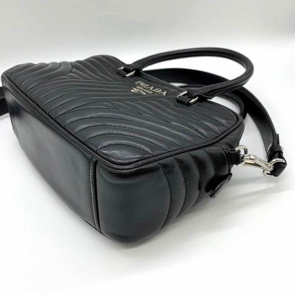 PRADA Diagram Handbag/Shoulder Bag, 2-way, Crossbody, Leather, Black, Women's/Men's, Brand