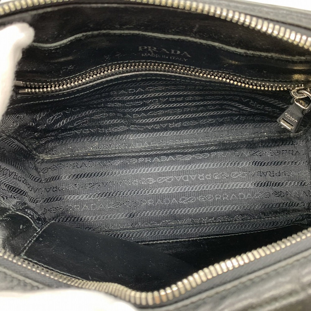 PRADA Diagram Handbag/Shoulder Bag, 2-way, Crossbody, Leather, Black, Women's/Men's, Brand