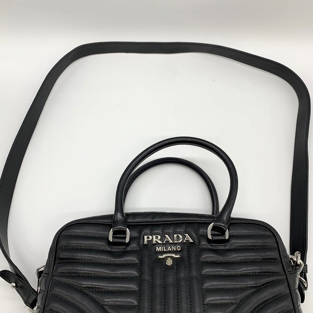 PRADA Diagram Handbag/Shoulder Bag, 2-way, Crossbody, Leather, Black, Women's/Men's, Brand