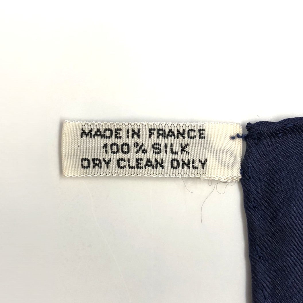HERMES Carre 90 Eperon dor (Golden Spur) Silk Scarf, Navy, Women's