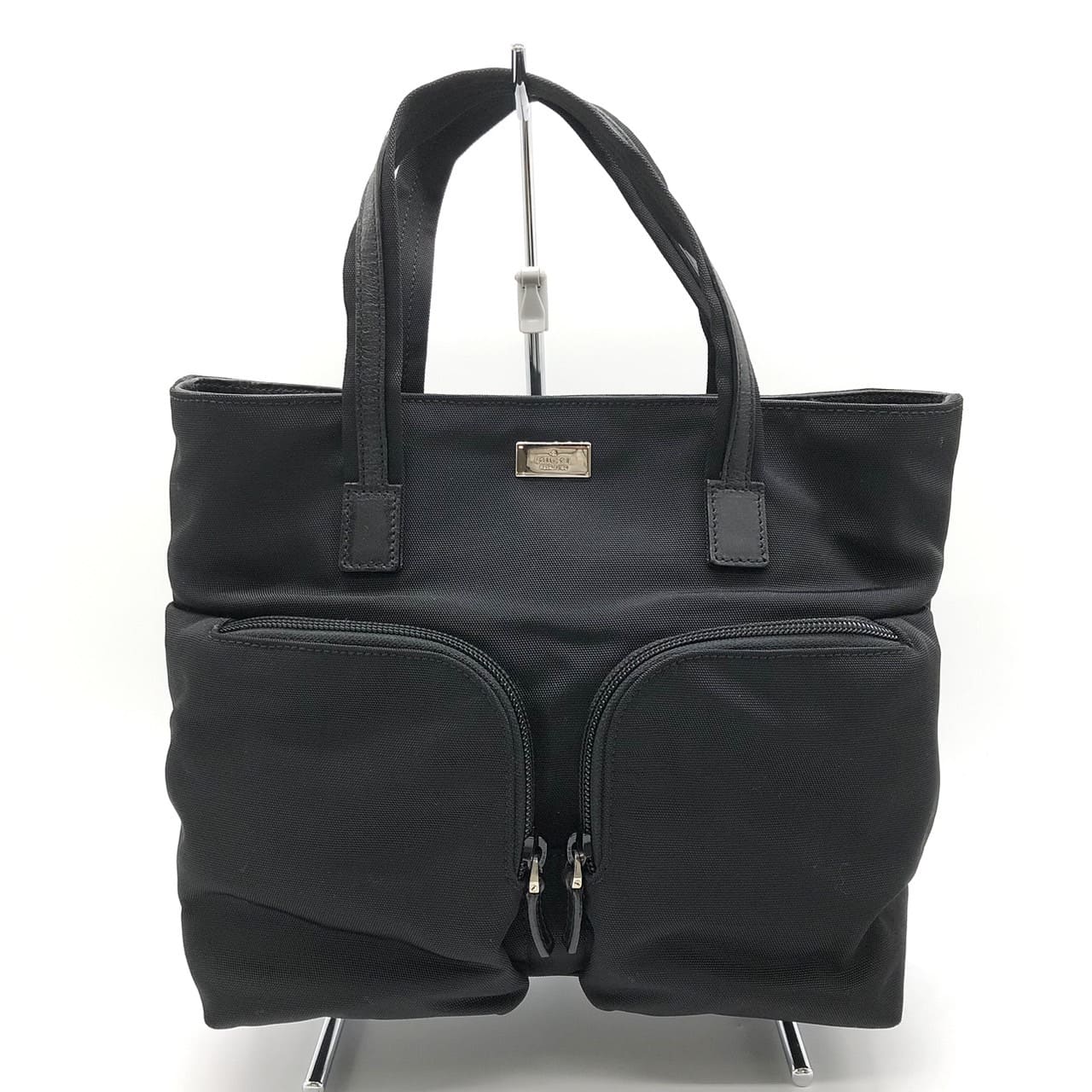GUCCI 002 1080 Handbag, Nylon Leather, Black, Women's/Men's, Vintage Fashion Brand, USED, Gift