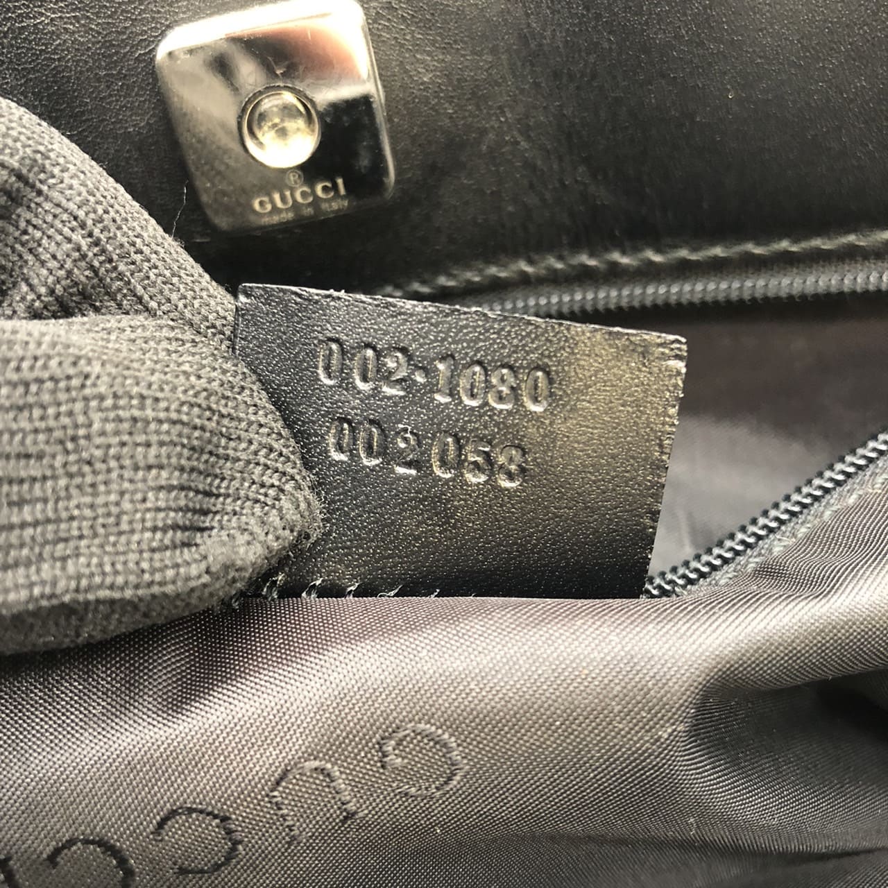 GUCCI 002 1080 Handbag, Nylon Leather, Black, Women's/Men's, Vintage Fashion Brand, USED, Gift