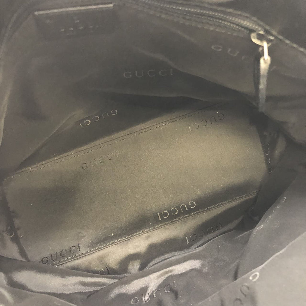 GUCCI 002 1080 Handbag, Nylon Leather, Black, Women's/Men's, Vintage Fashion Brand, USED, Gift